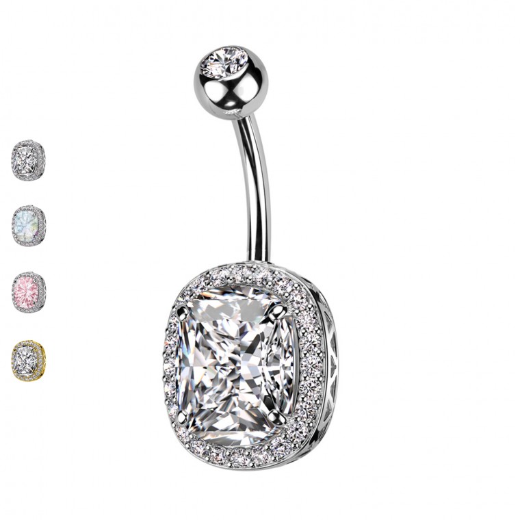 PD-239 Piercing Banana Belly Button with Crystal