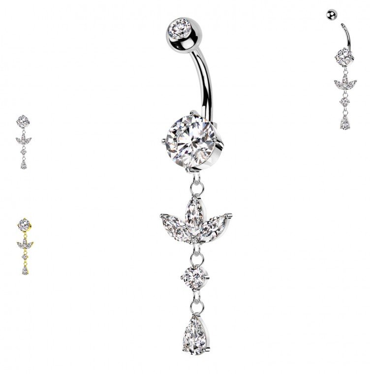 PD-278 Banana Navel Piercing Pendant with Pendant Crystals