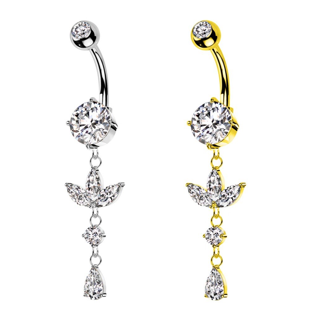 PD-278 Banana Navel Piercing Pendant with Pendant Crystals