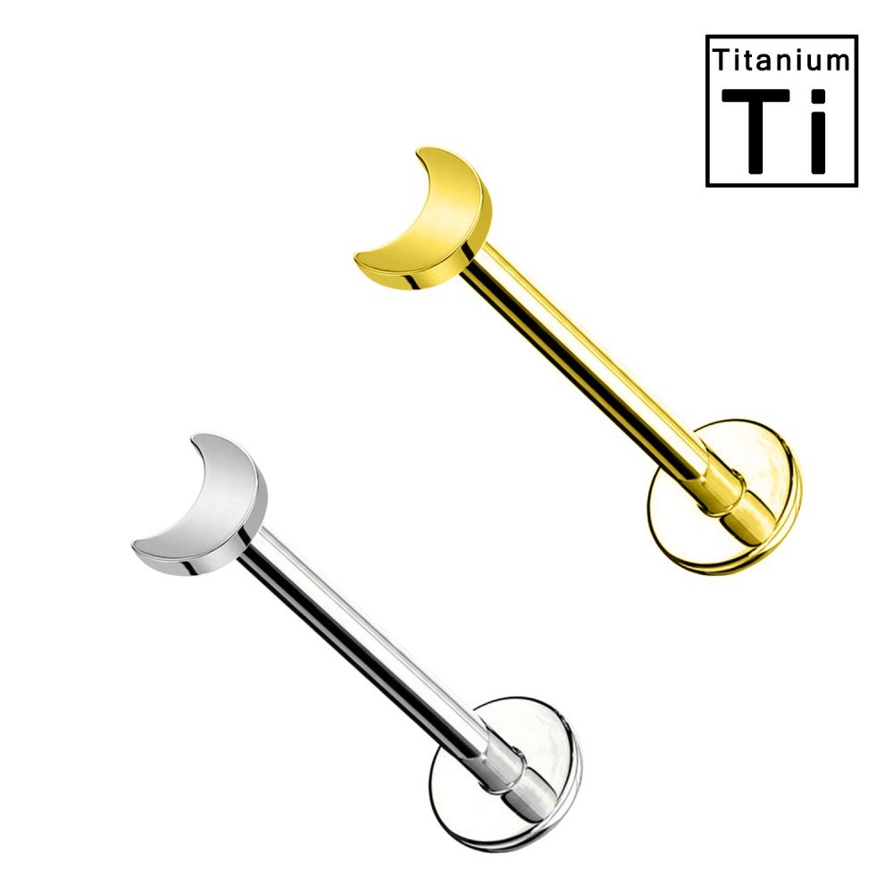 PWC-059 Piercing Labret in Titanio a Forma di Luna e con Filettatura Interna