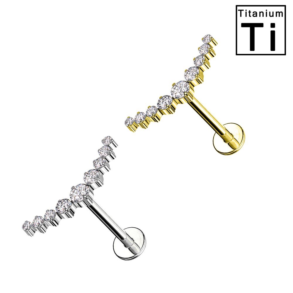 PWC-064 Labret Piercing in Titanium in the shape of Nine Crystals and with Internal Threading