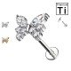 PWC-177 Piercing Labret in Titanio a forma di farfalla con cristalli  e con Filettatura Interna