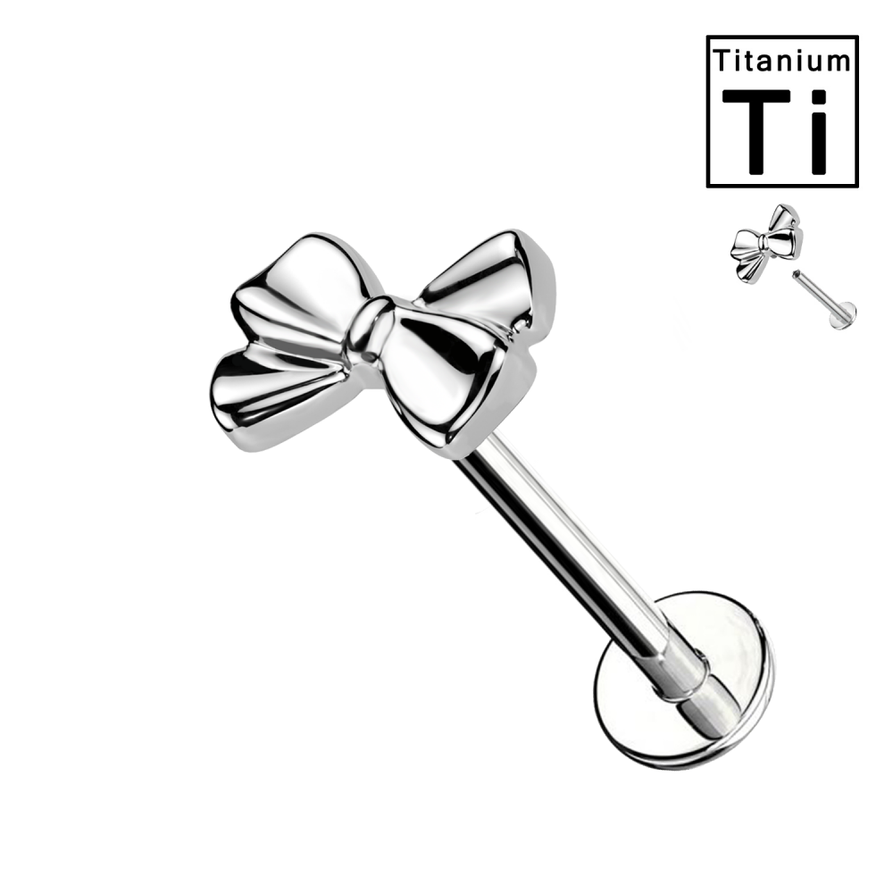 PWC-197 Piercing Labret in Titanio a Forma di Fiocco e con Filettatura Interna