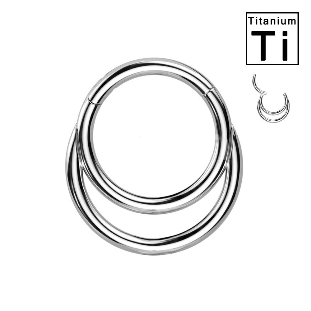 PWY-117 Titanium Olive Shape Clicker Hoop Piercing with Crystals