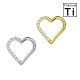 PWY-120L Piercing Cerchio Clicker in Titanio a forma di cuore con cristalli  su Sinisra