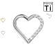 PWY-120R Piercing Cerchio Clicker in Titanio a forma di cuore con cristalli  su Destra