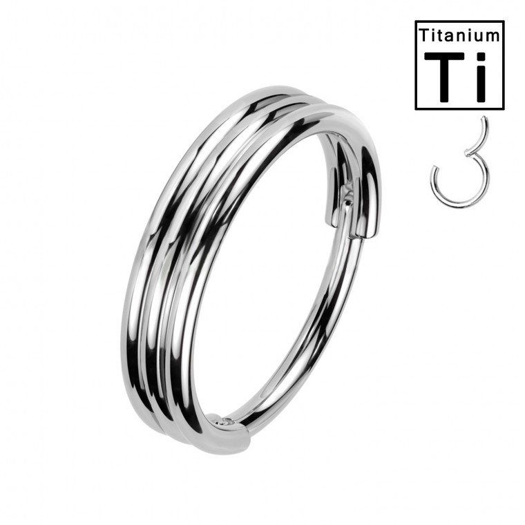 PWY-128 Titanium Triple Tab Clicker Hoop Piercing