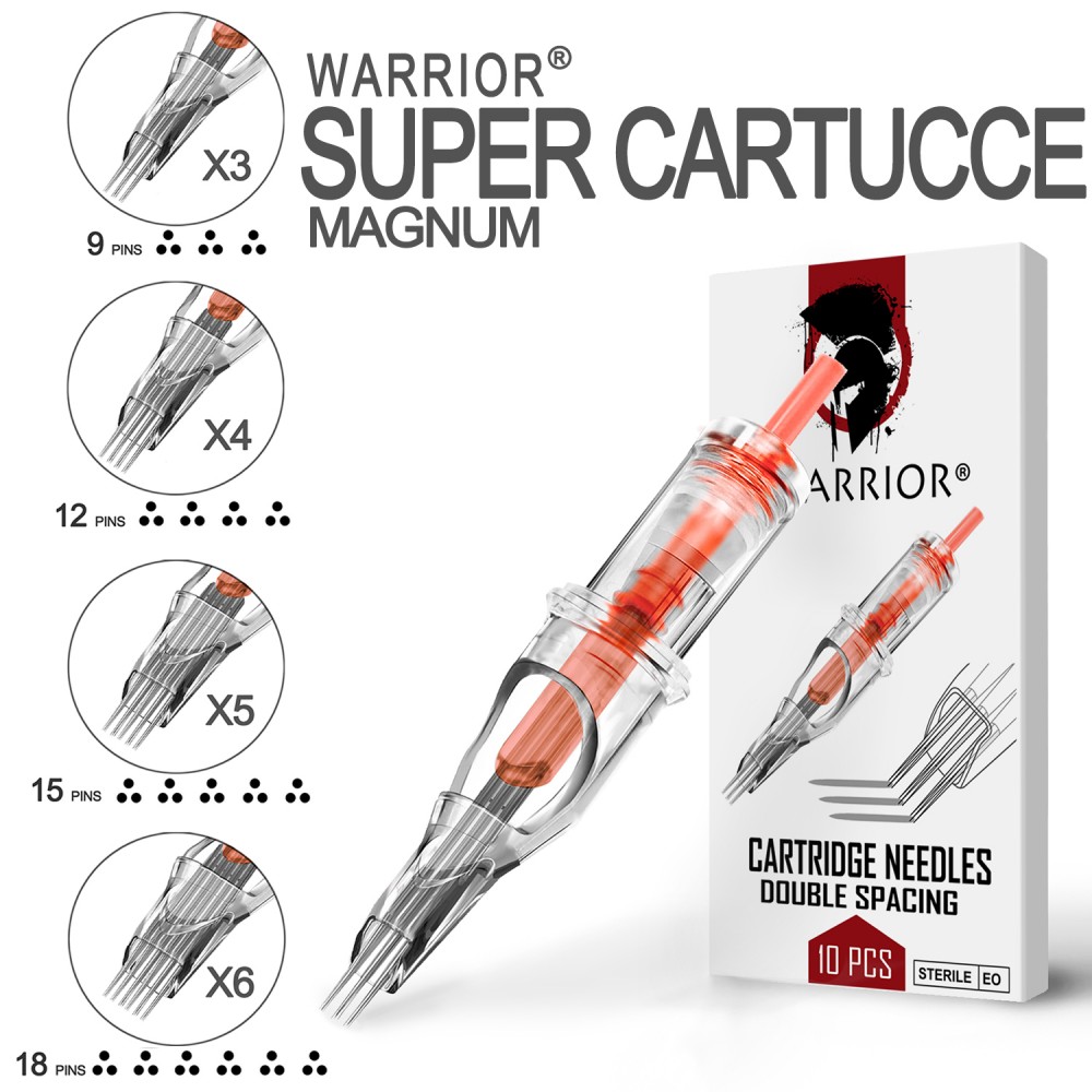 WARROIR Double Space Cartucce Aghi per Tatuaggi Round Liner