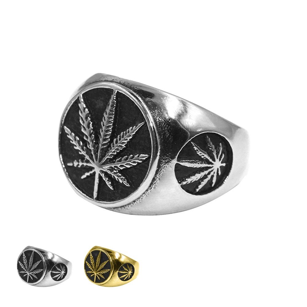 A-632 Ring Cannabis Leaf