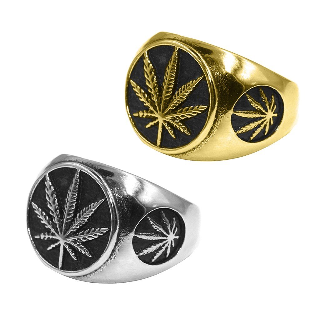 A-632 Ring Cannabis Leaf